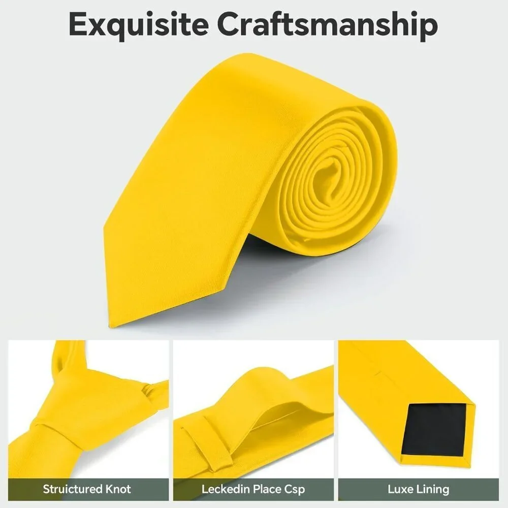 Men's Yellow Solid Pure Color Formal 3.15